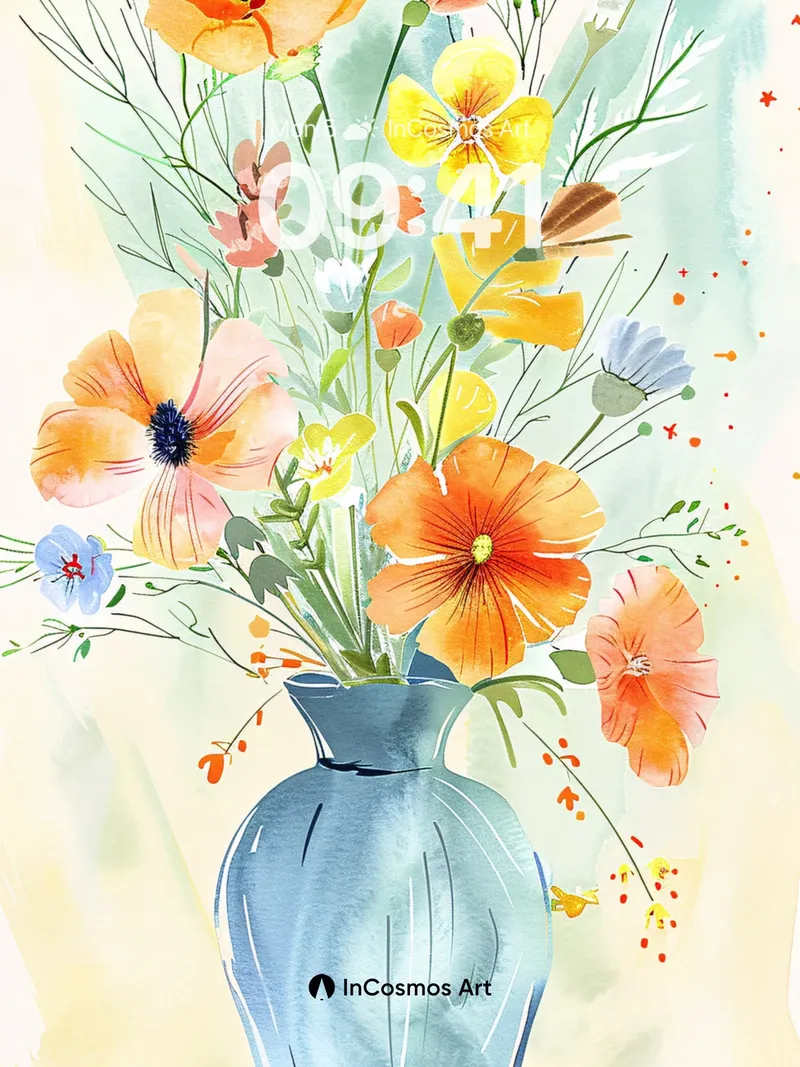 Serenity Bloom Wallpaper with Watercolor Light