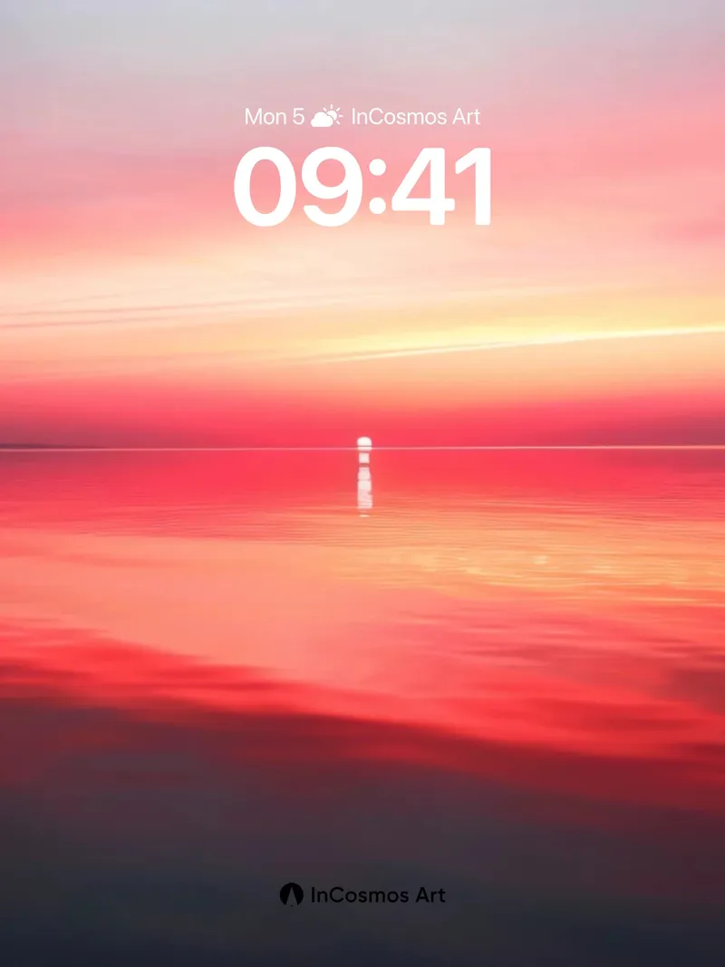 Crimson Horizon Wallpaper with Floating Light