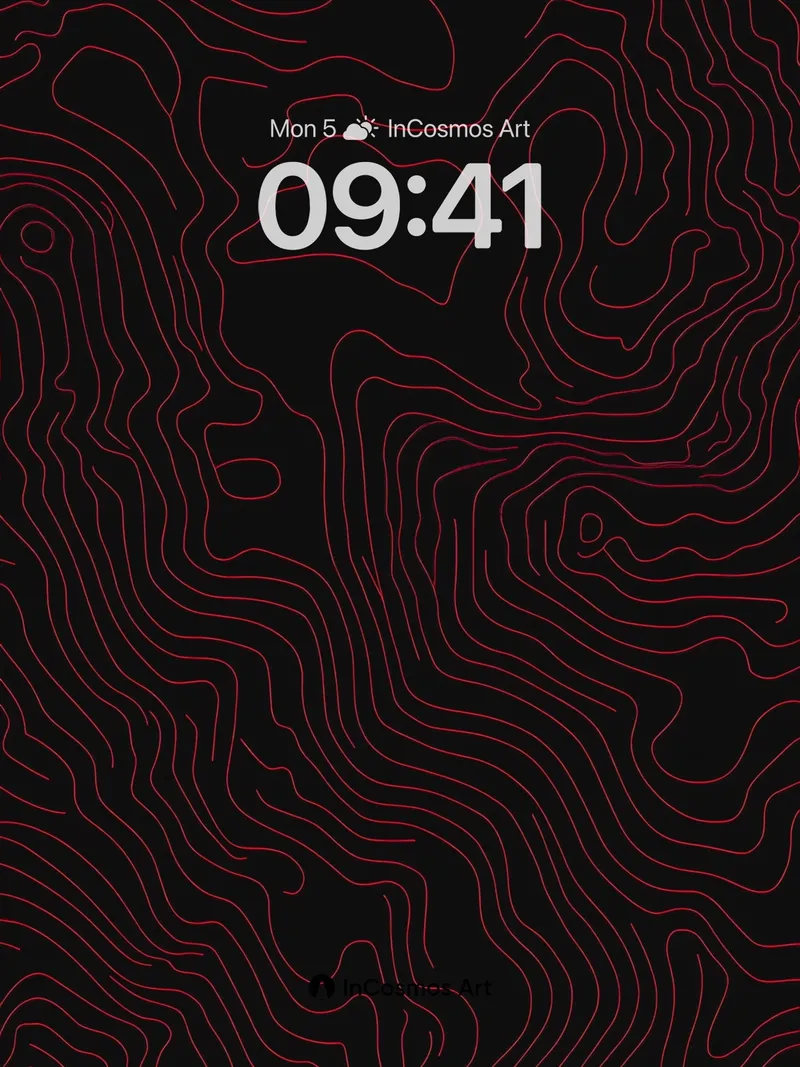 Obsidian Contour Wallpaper with Crimson Veins