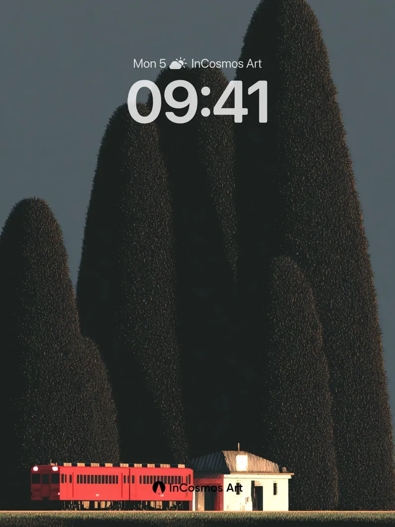 Silent Peaks Wallpaper with Crimson Train