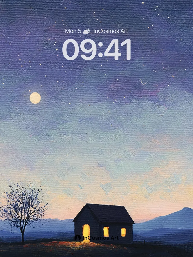 Stellar Hush Wallpaper with Moonlit Hearth