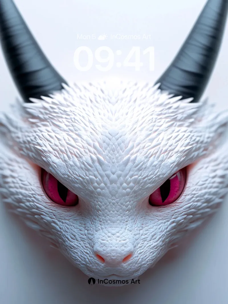 Frostborne Gaze Wallpaper with Obsidian Horns