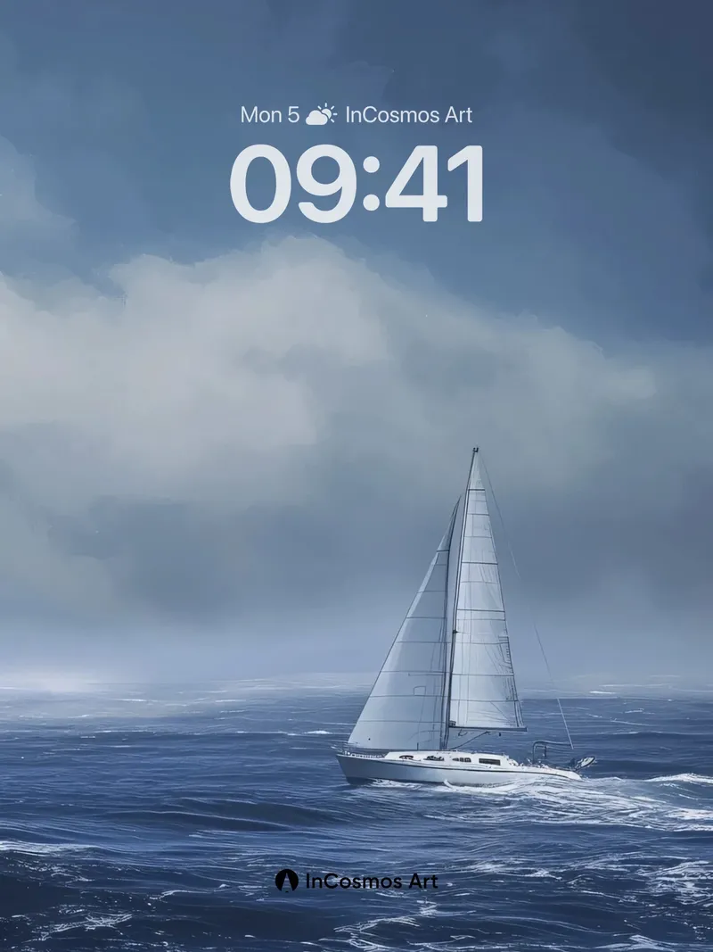 Storm-Whispered Sail Wallpaper with Silver Veil