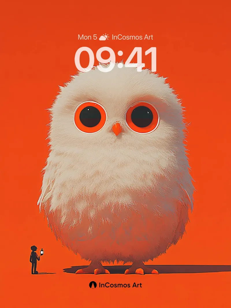 Giant Fluff Wallpaper with Tiny Human Shadow