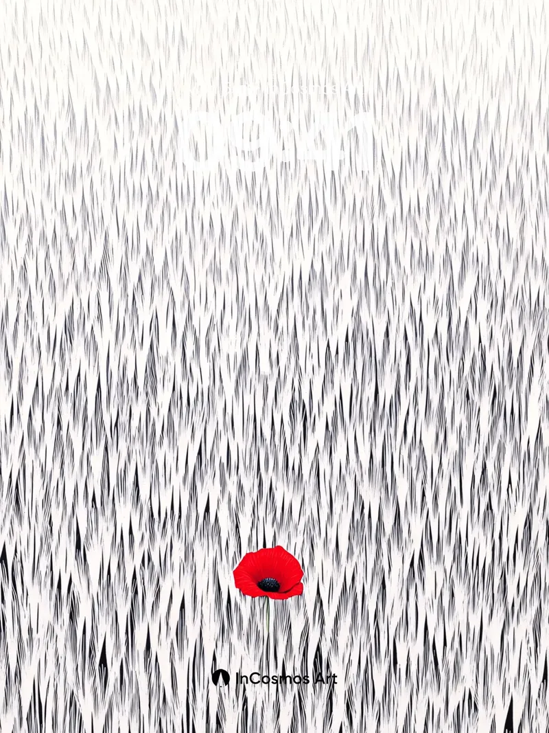 Solitary Bloom Wallpaper in Monochrome Field