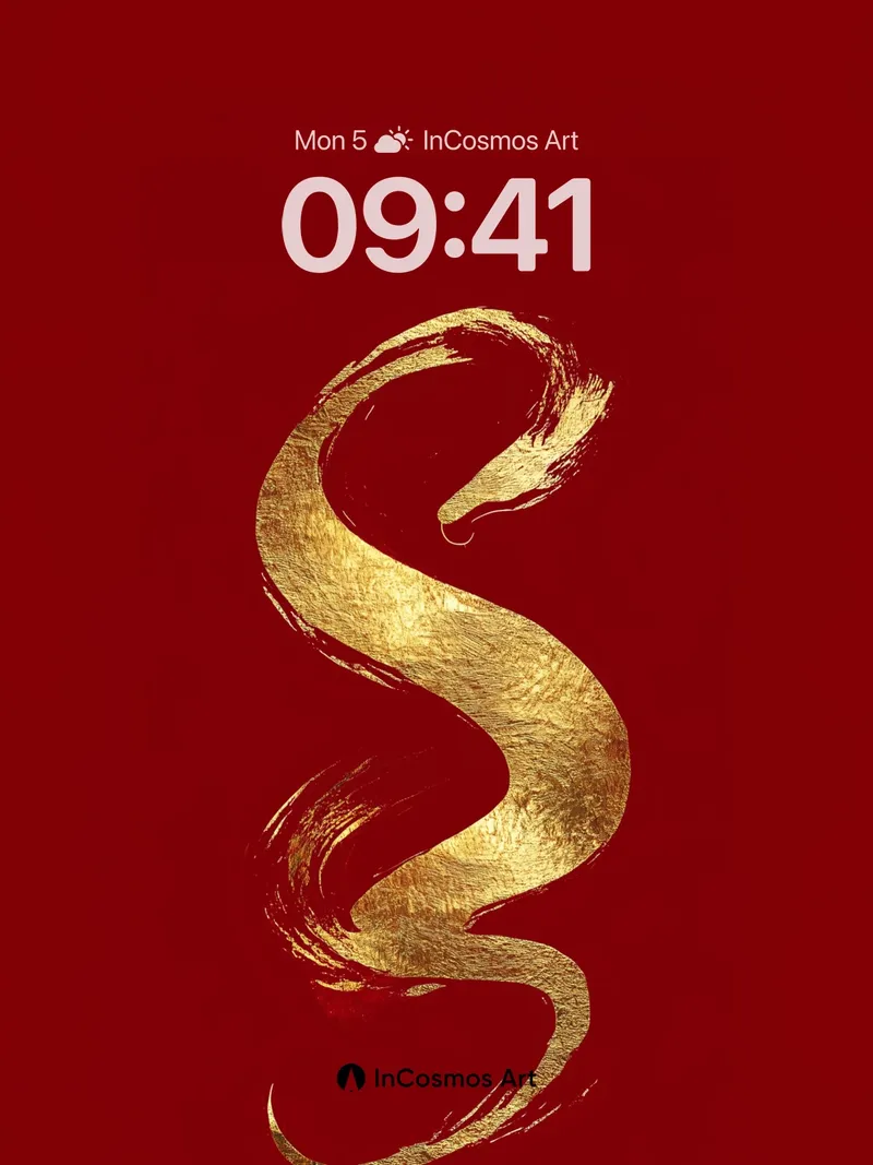 Golden Serpent Wallpaper with Brushstroke Magic