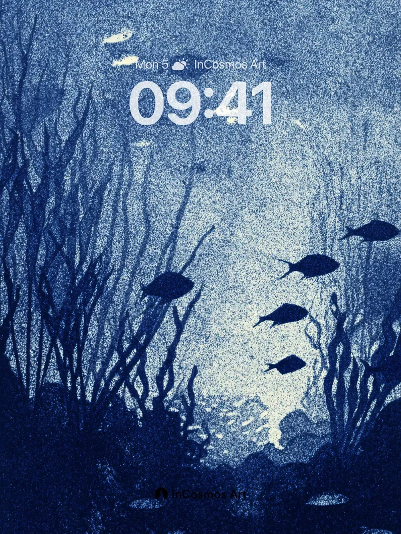 Deep Blue Silence Wallpaper with Shadowed Reefs