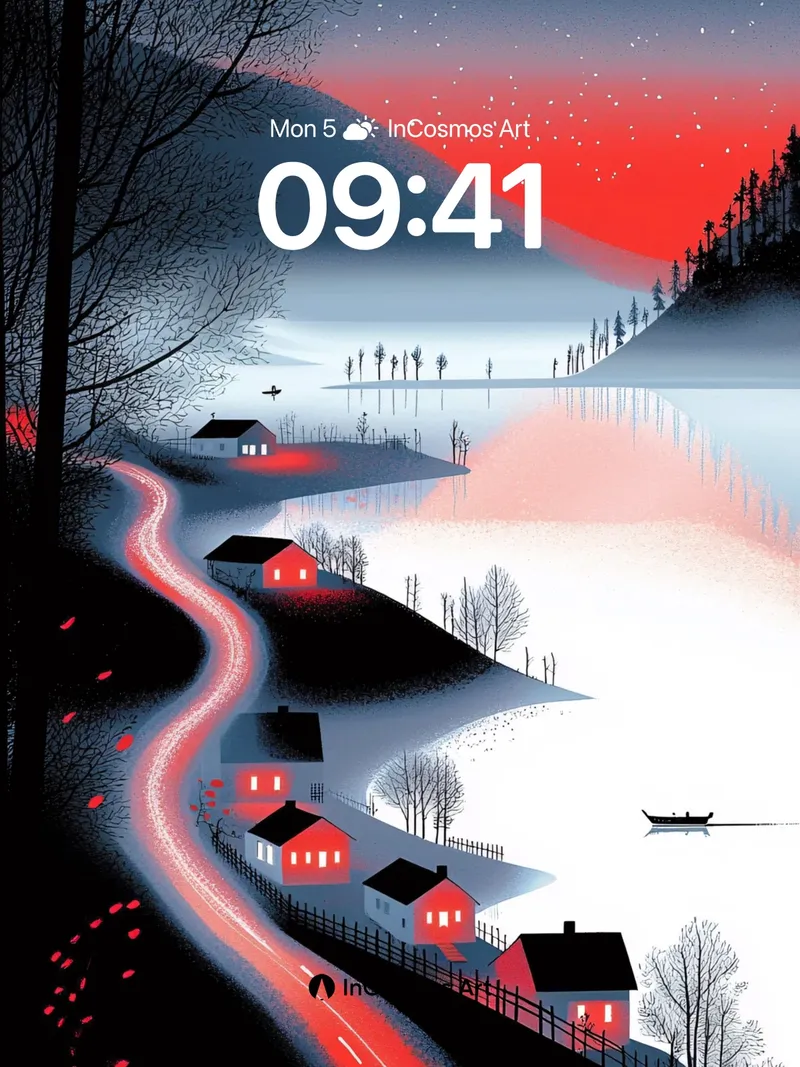 Crimson Veil Wallpaper with Frozen Light Trails