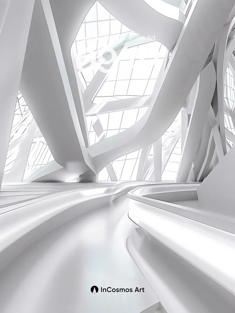 Luminous Labyrinth Wallpaper with Floating Curves