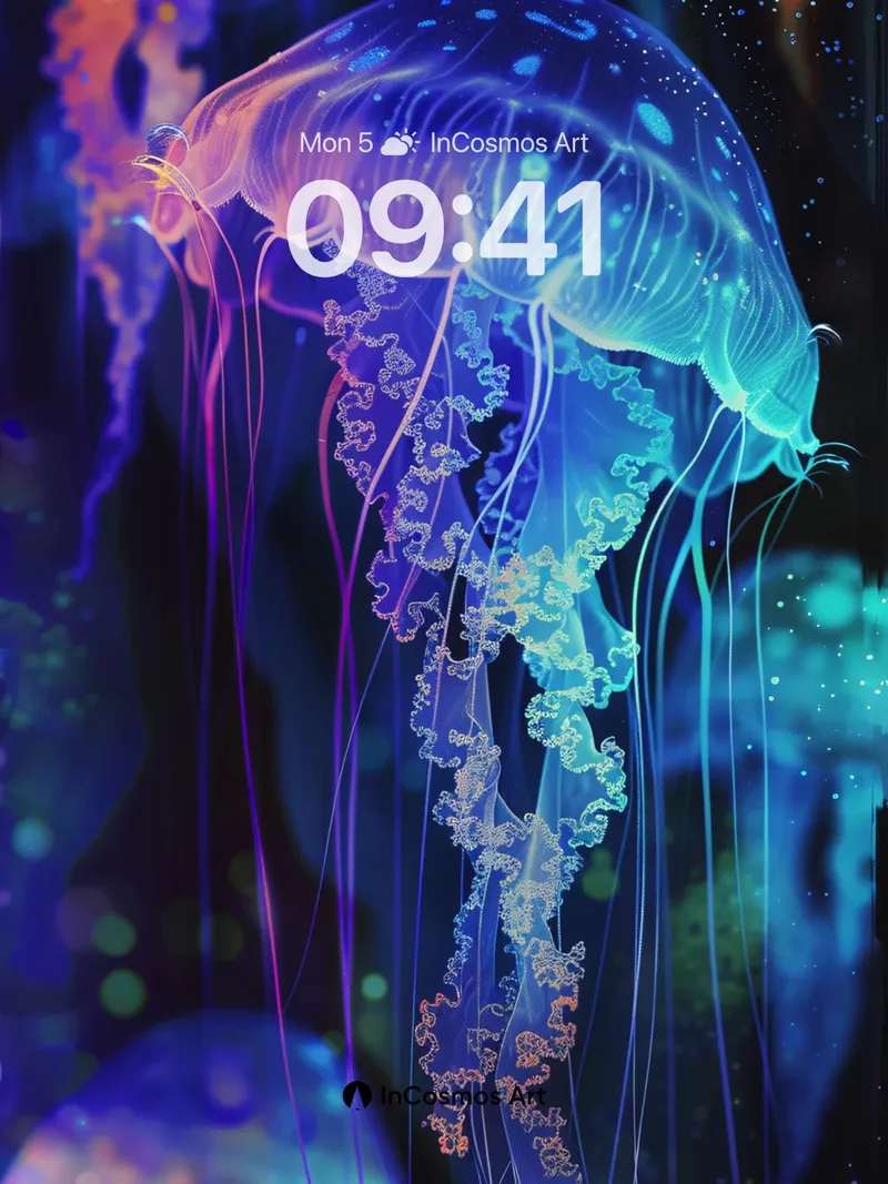 Luminous Abyss Wallpaper with Bioluminescent Drift