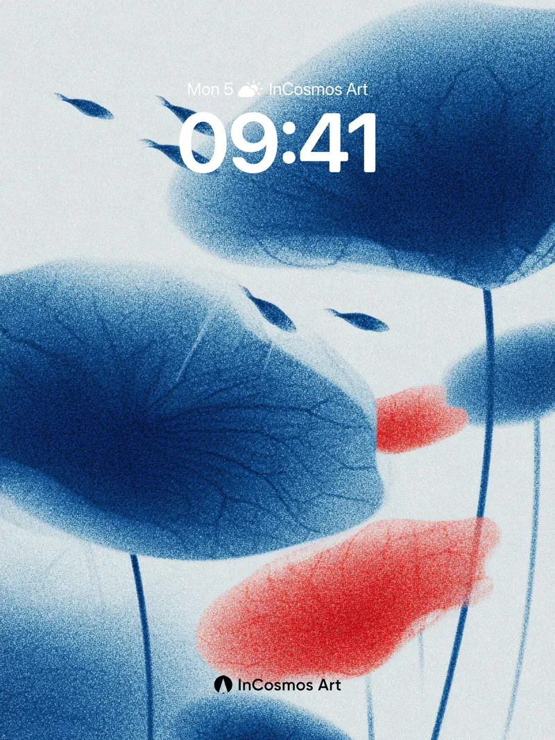 Serene Lotus Wallpaper with Floating Ink Shadows