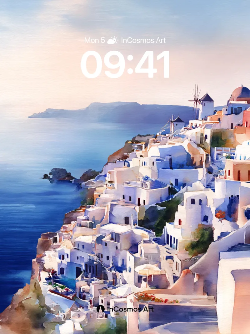 Sunlit Cliffside Wallpaper with Windmill Whispers
