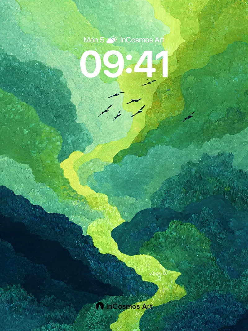 Emerald Vein Wallpaper with Soaring Shadows