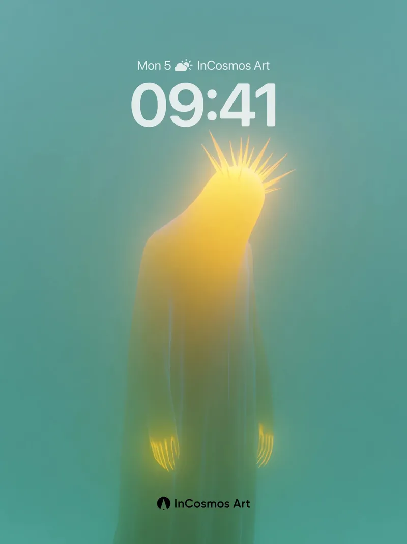 Luminous Veil Wallpaper with Celestial Crown