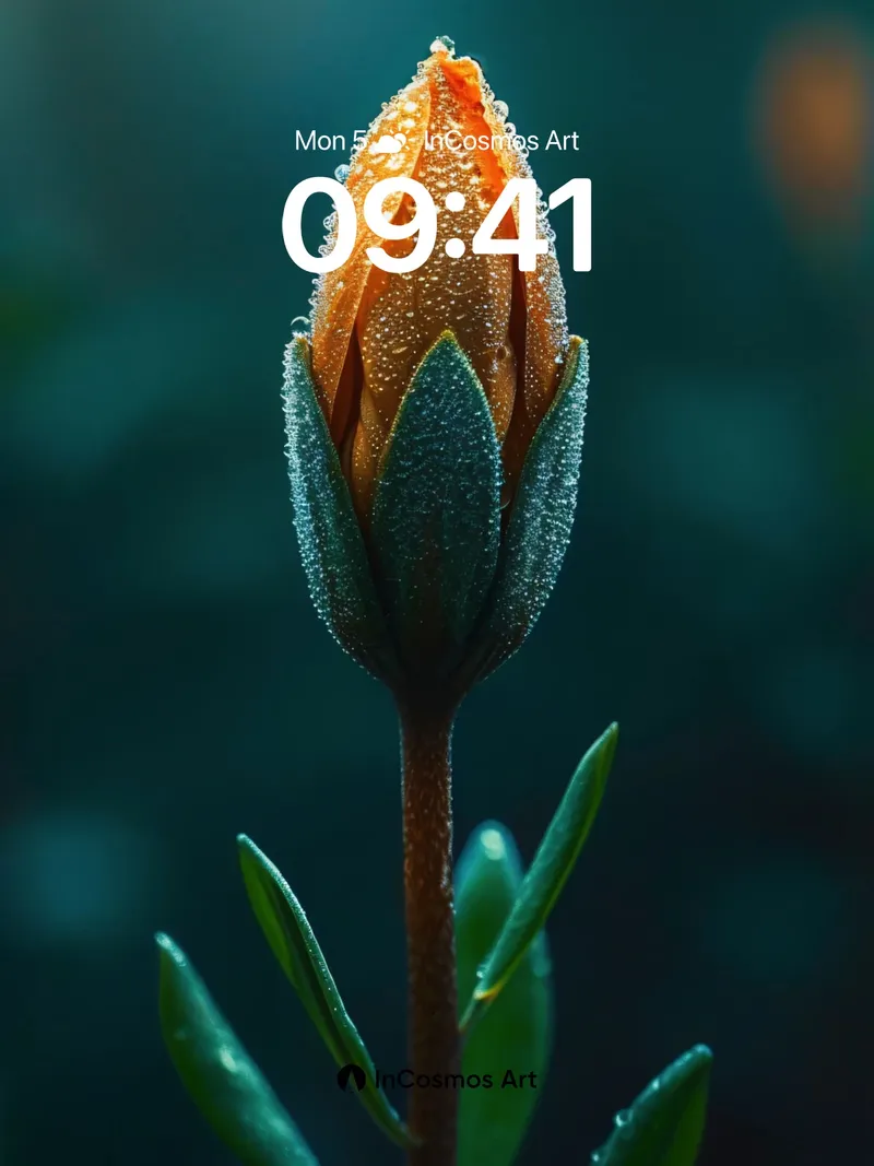 Emerald Hush Wallpaper with Dew-Kissed Petals