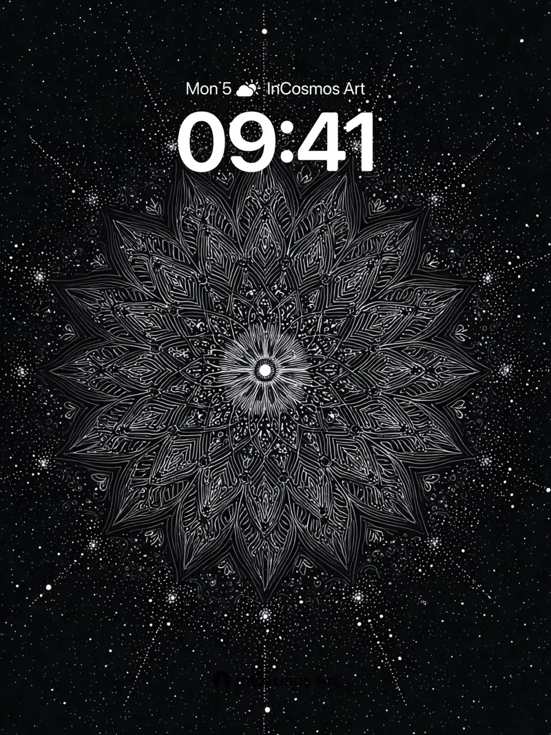 Cosmic Mandala Wallpaper with Starlight Veins
