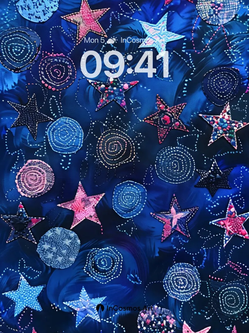 Cosmic Embroidery Wallpaper with Twinkling Stars