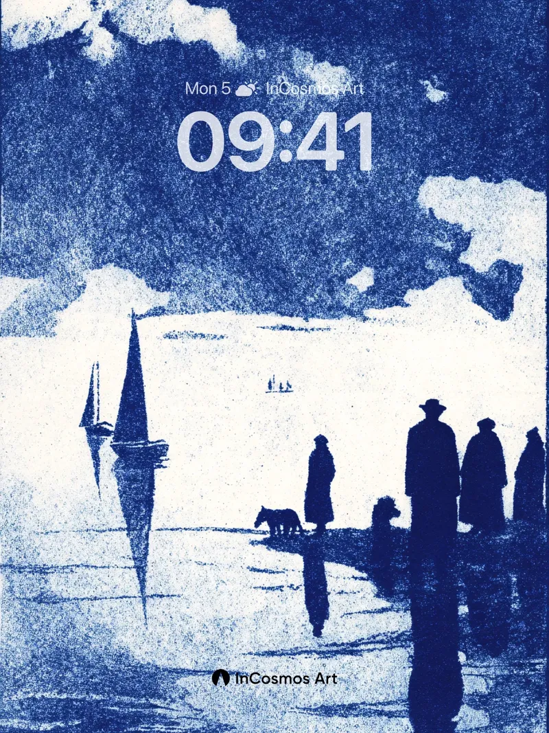 Nocturnal Blue Silence Wallpaper with Sailboat Echoes