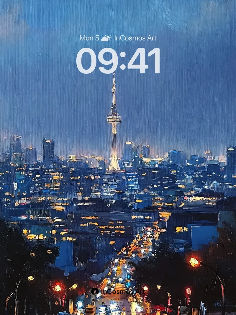 Rainlit Cityscape Wallpaper with Neon Reflections