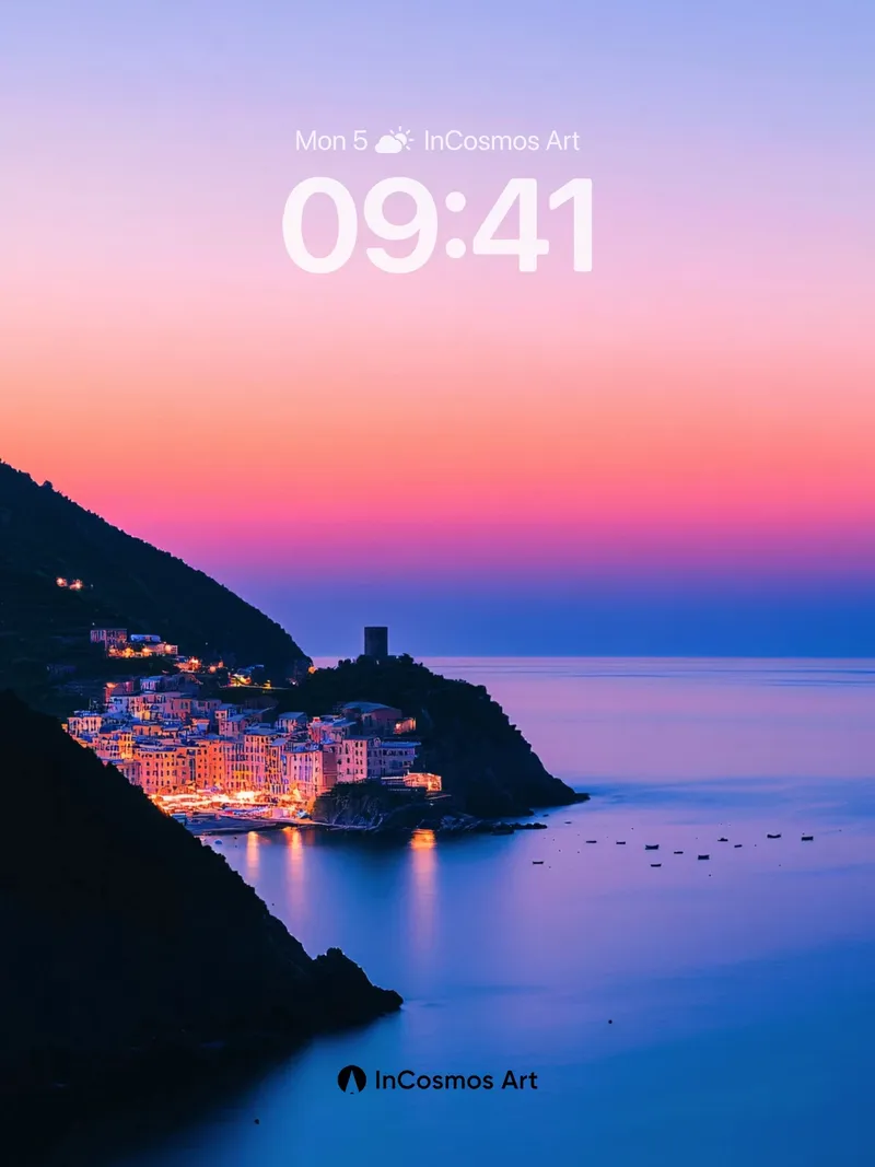 Crimson Hush Wallpaper with Coastal Whispers