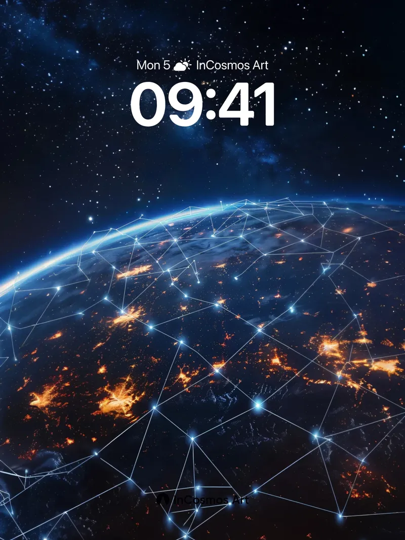 Cosmic Web Wallpaper with Starlit Nodes