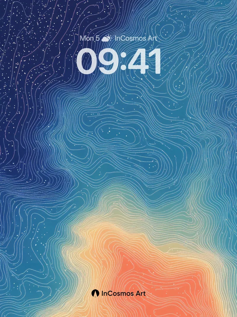 Cosmic Contour Wallpaper with Starlit Lines