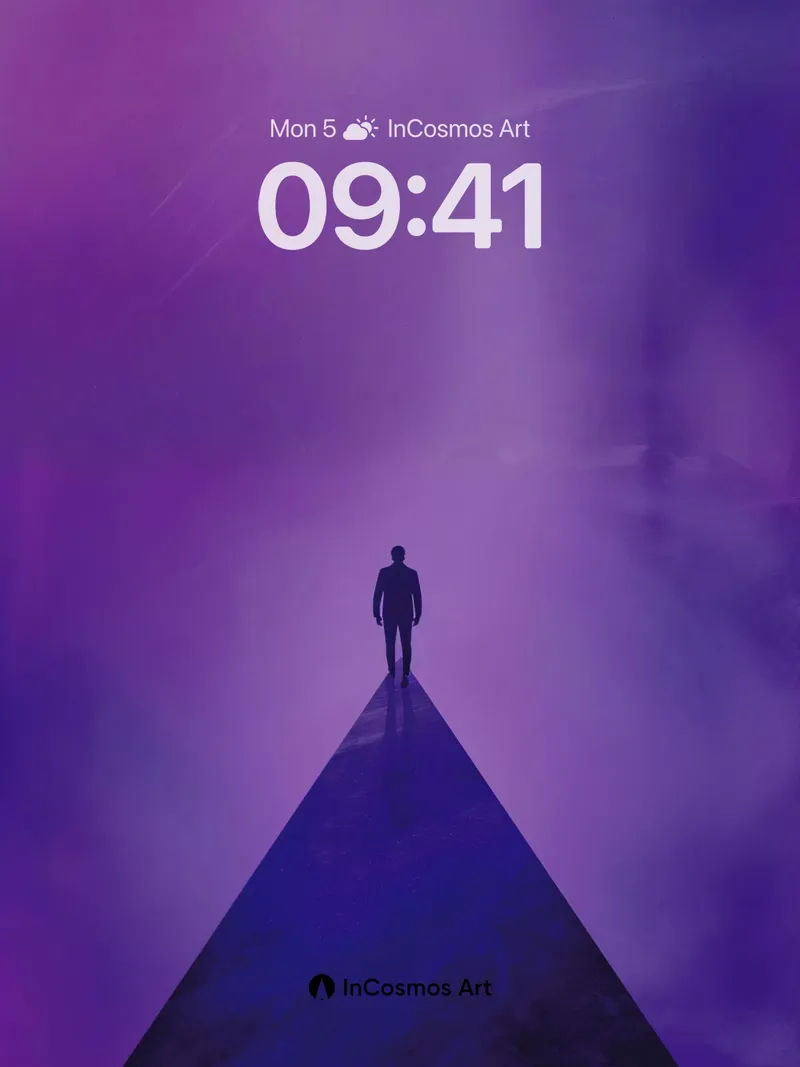 Ethereal Summit Wallpaper with Cosmic Silhouette