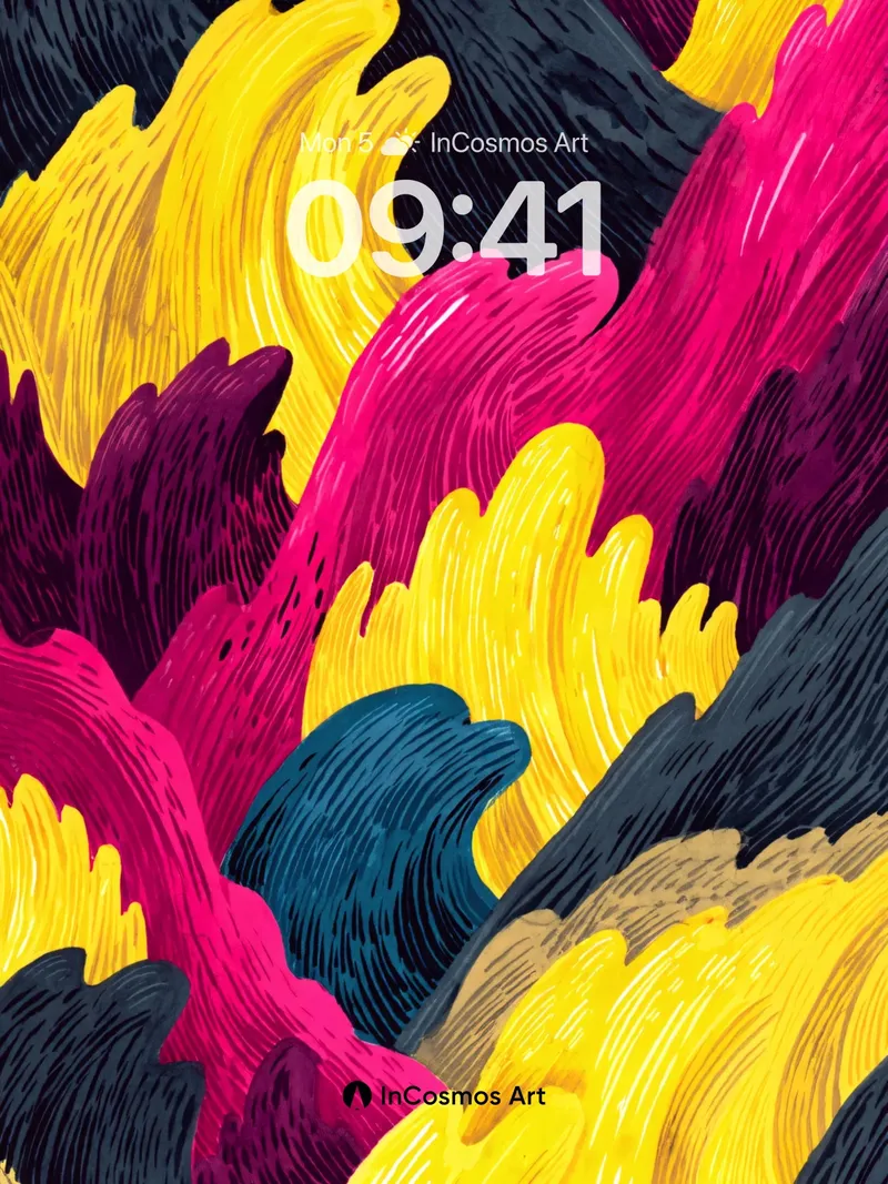 Fiery Wave Wallpaper with Textured Brushstrokes