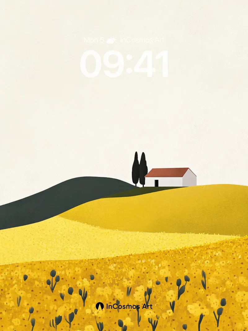 Golden Hush Wallpaper with Silent Cypress