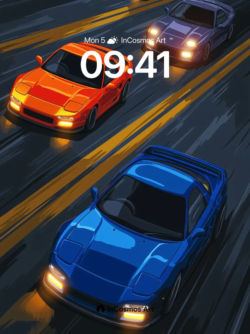 Neon Pulse Wallpaper with Racing Lines