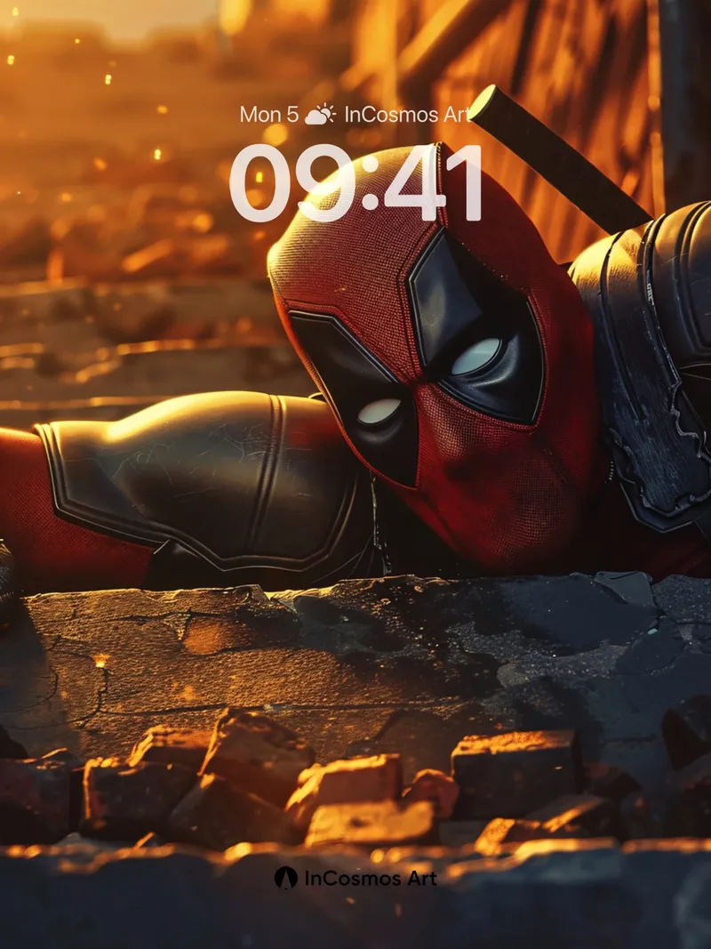 Crimson Shadow Wallpaper with Sunlit Debris