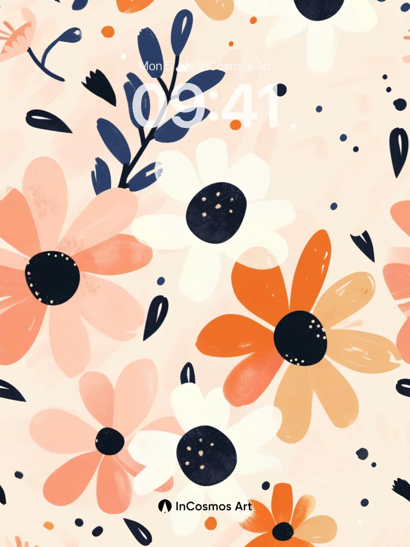 Whispering Petal Wallpaper with Midnight Centers