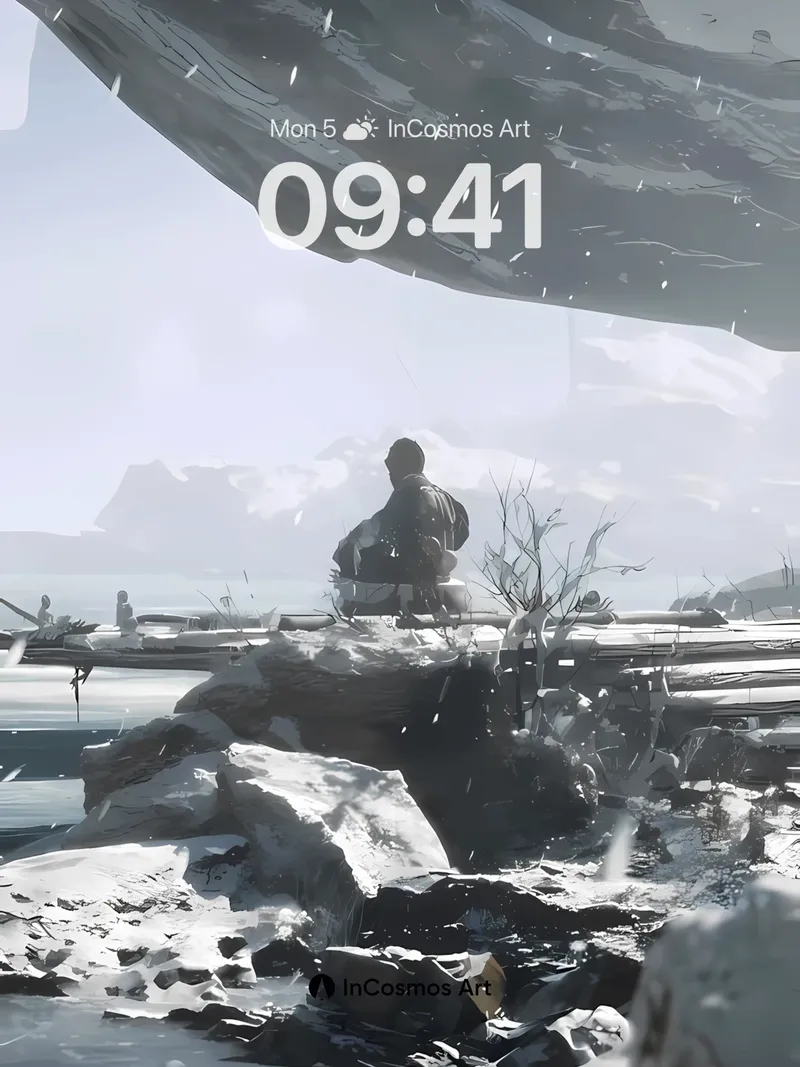 Frozen Solitude Wallpaper with Celestial Canopy