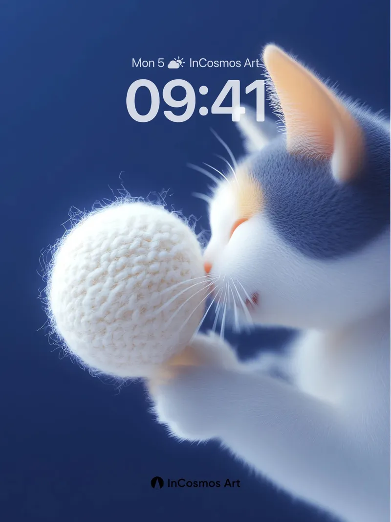 Serene Whisker Wallpaper with Knit Sphere