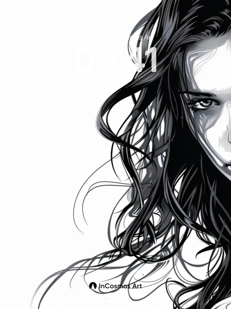 Monochrome Muse Wallpaper with Whispering Hair