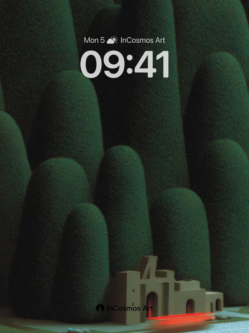 Whispering Forest Wallpaper with Neon Ruins