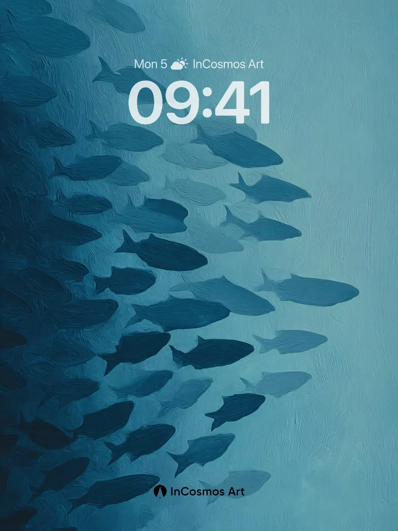 Serenity School Wallpaper with Deep Ocean Hues