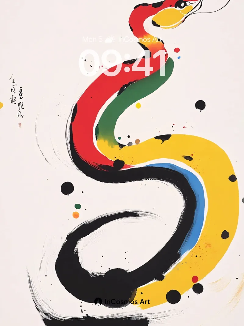Rainbow Serpent Wallpaper with Ink Breath