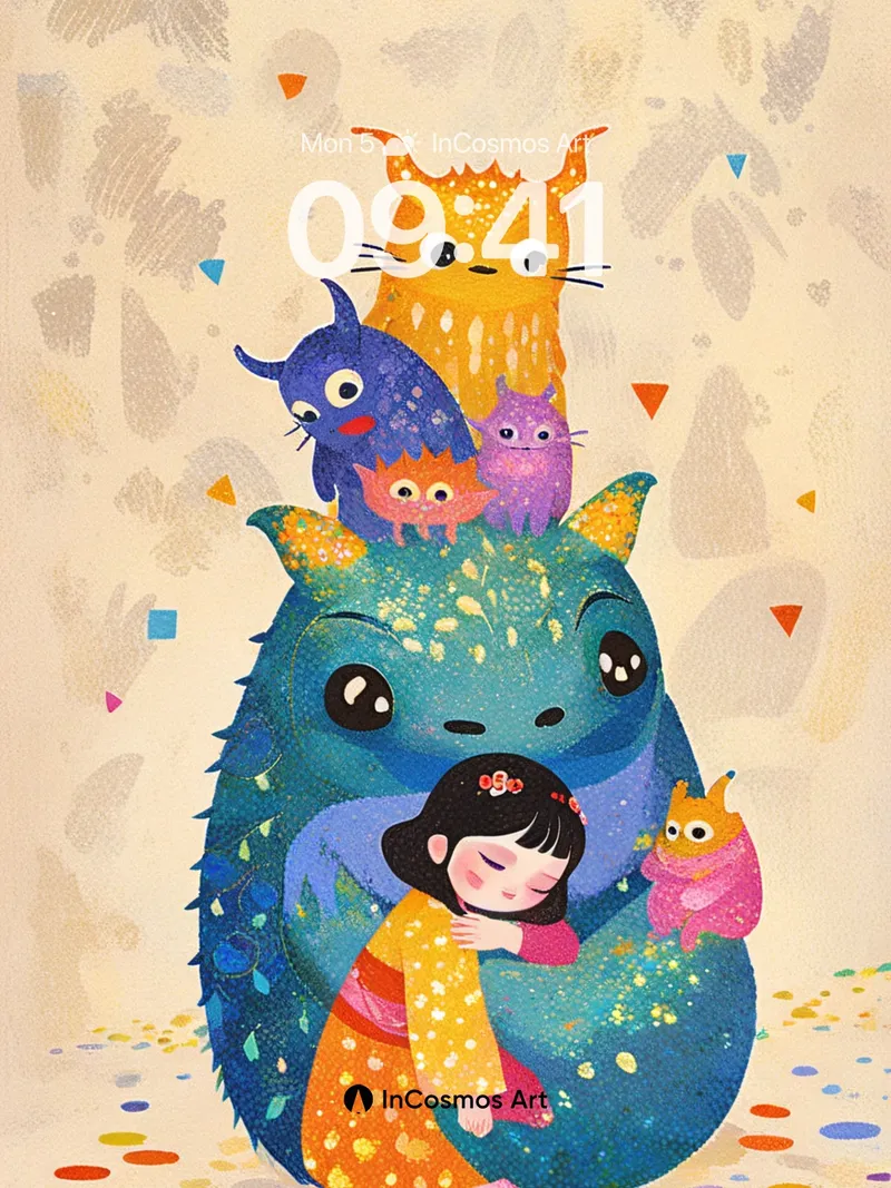 Whispering Hug Wallpaper with Stacked Dreams