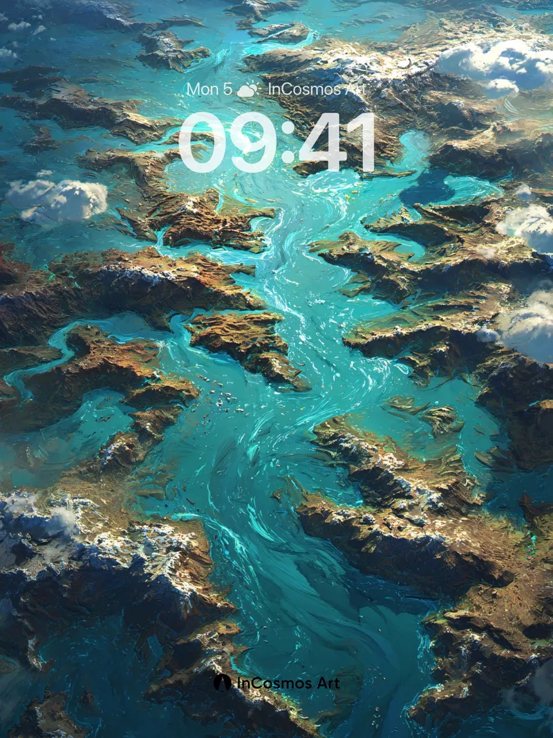 Turquoise Vein Wallpaper with Earth's Pulse