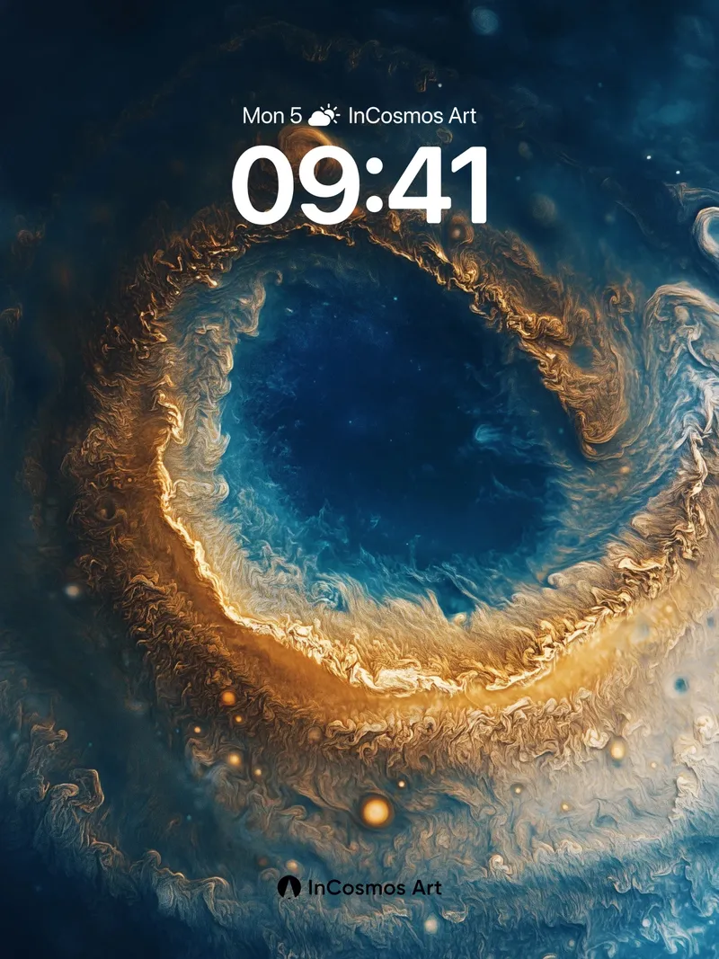 Cosmic Vortex Wallpaper with Golden Edges