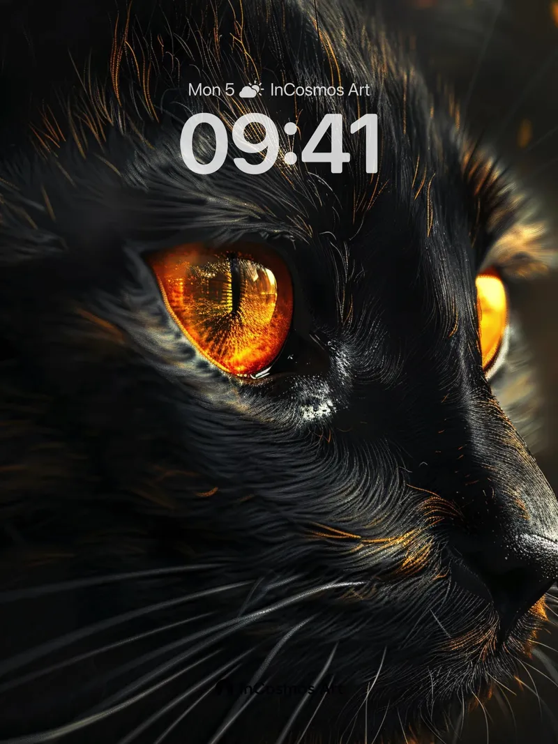 Obsidian Gaze Wallpaper with Ember Eyes