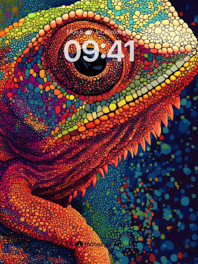 Chameleon Mirage Wallpaper with Pixelated Skin