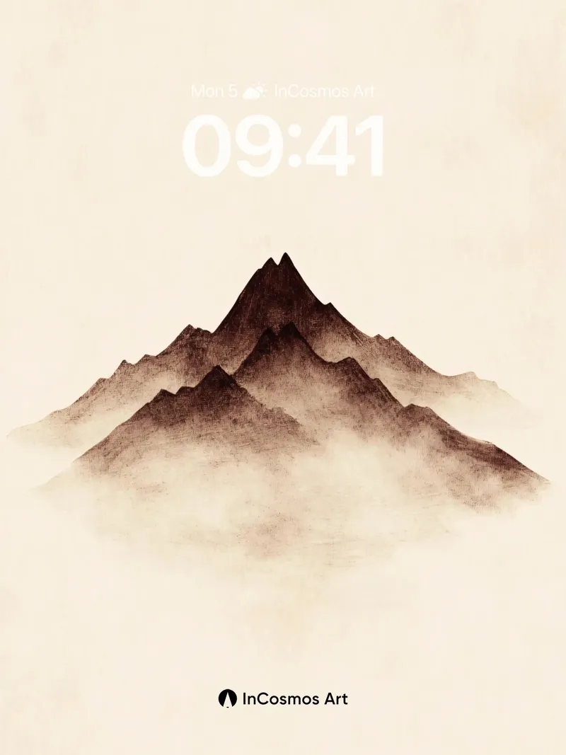 Serene Mountain Mist Wallpaper with Ink Bloom