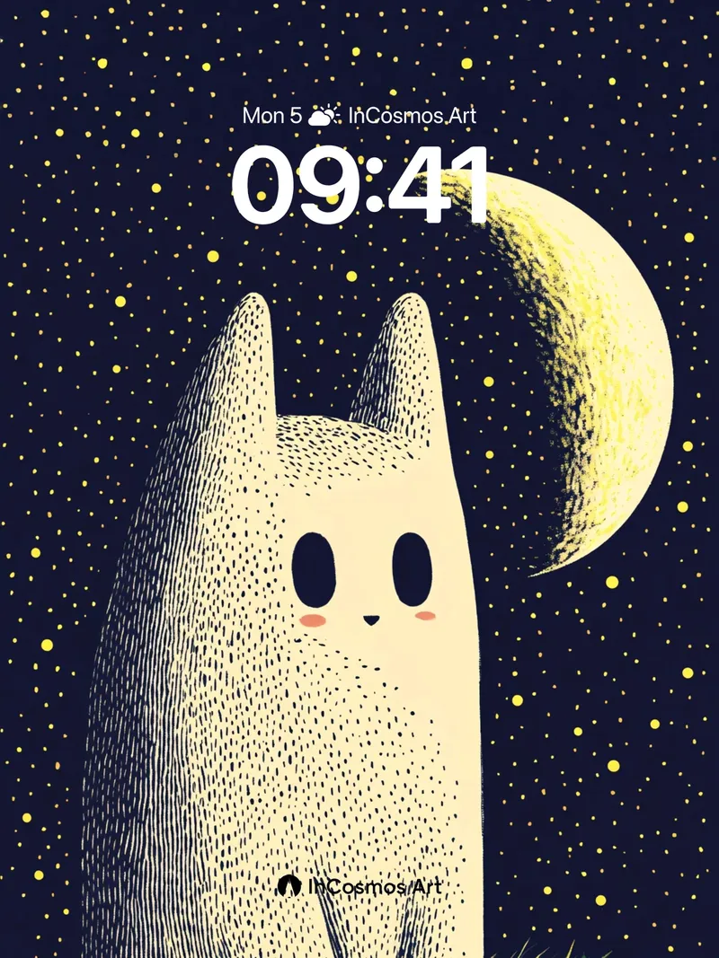 Starry Whisker Wallpaper with Moonlit Silhouette