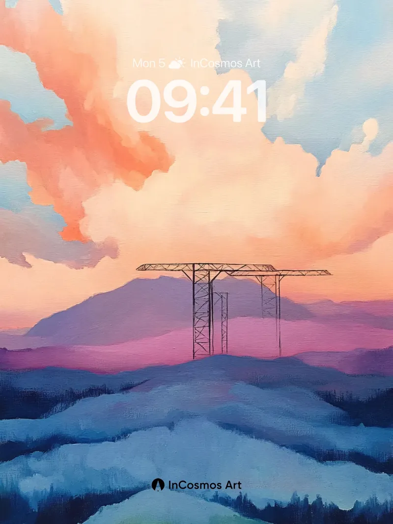 Crimson Skyline Wallpaper with Steel Silhouettes