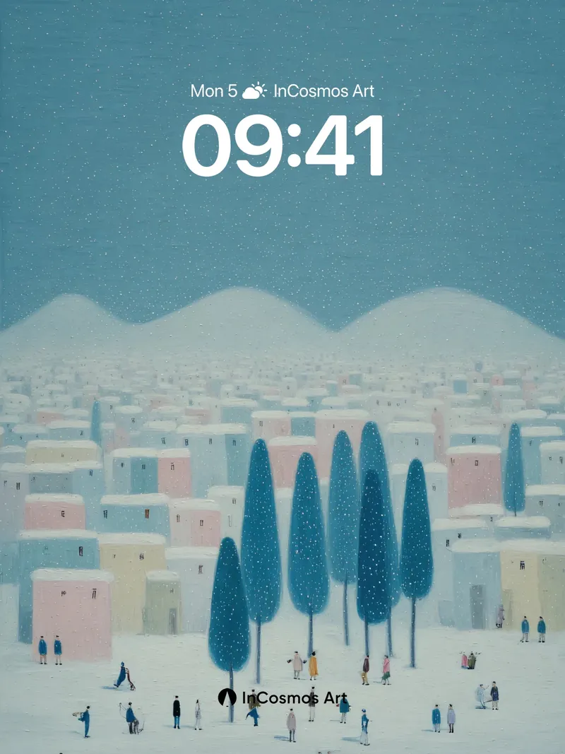 Serene Snowfall Wallpaper with Silent Trees