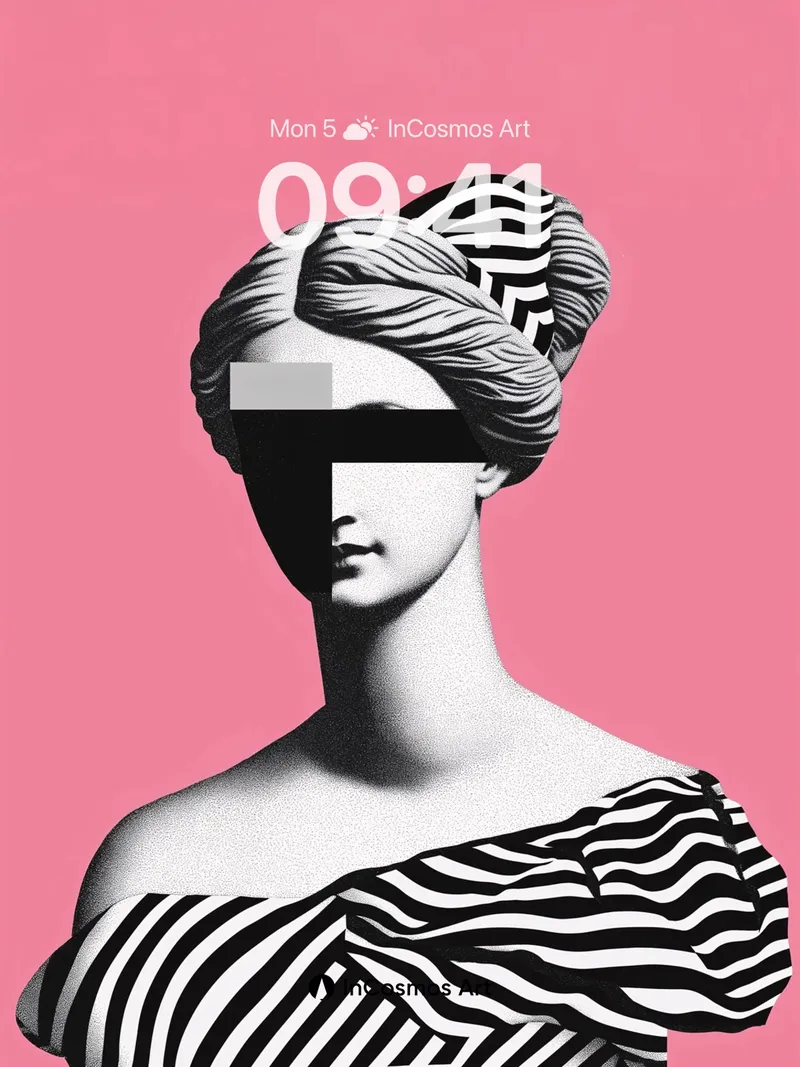 Stripped Marble Wallpaper with Optical Illusion