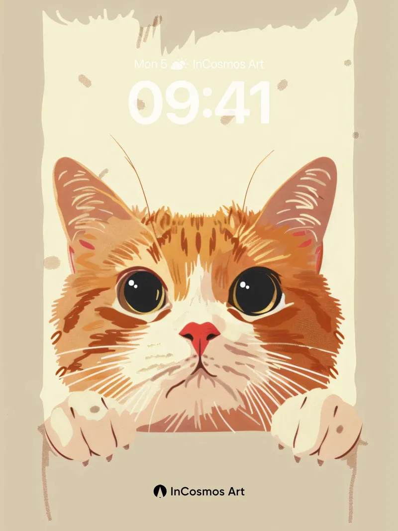 Curious Gaze Wallpaper with Soft Paws