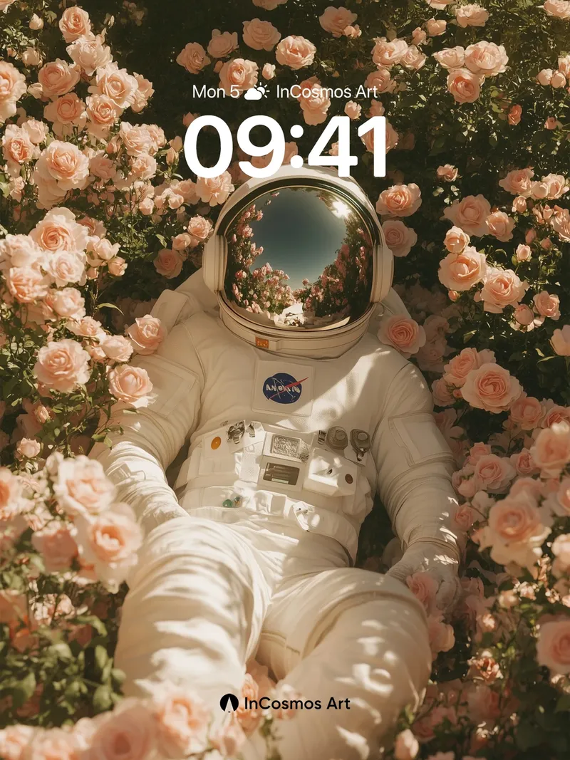 Serenity in Bloom Wallpaper with Cosmic Reflection